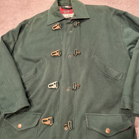 VTG 80s Express French Country Green Jacket Plaid Accent Latch Hook Small - Picture 5 of 11